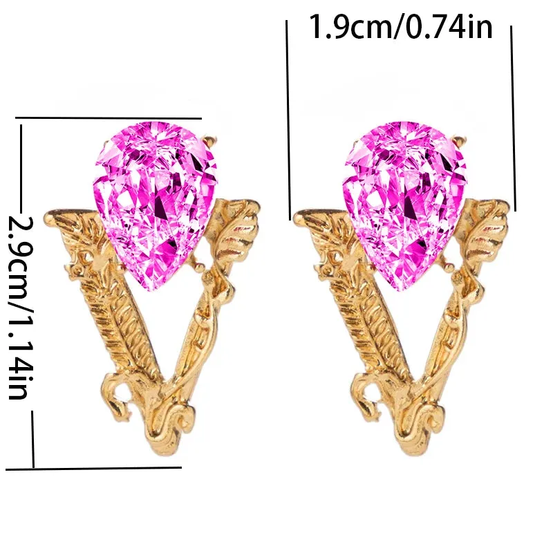 Shiny Big Blue Crystal Earrings