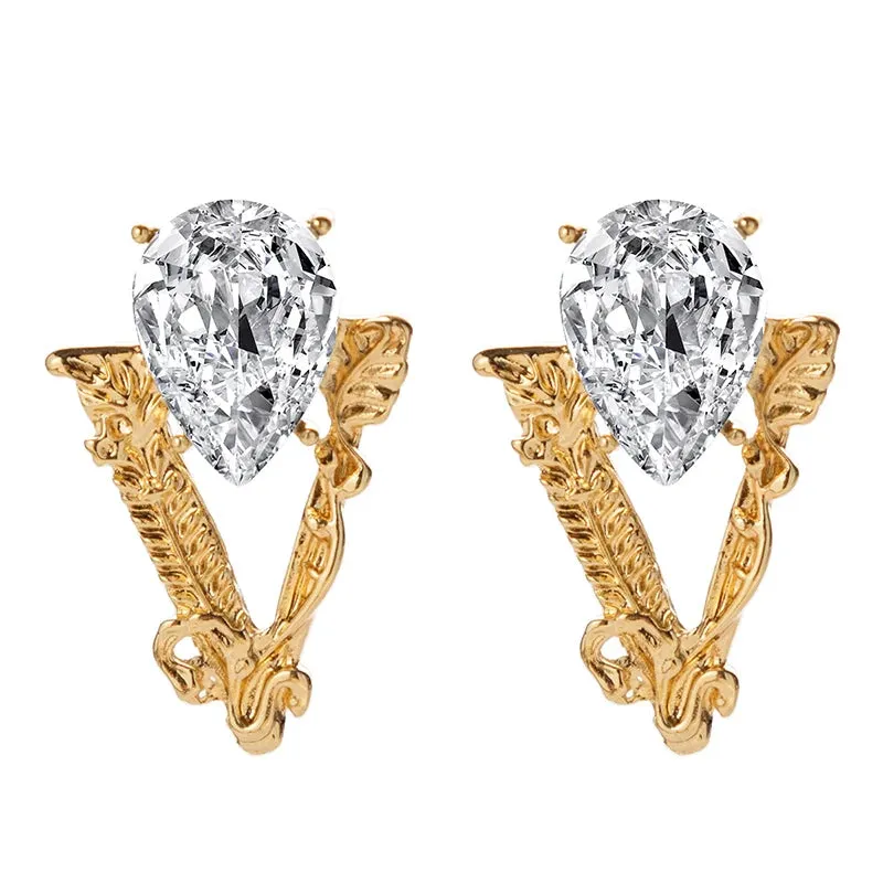Shiny Big Blue Crystal Earrings