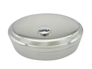 Shiny Circular Hipster Mustache Pendant Oval Trinket Jewelry Box