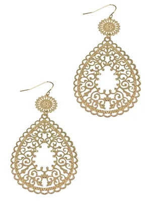 Shiny Filigree Gold Fashion Earrings