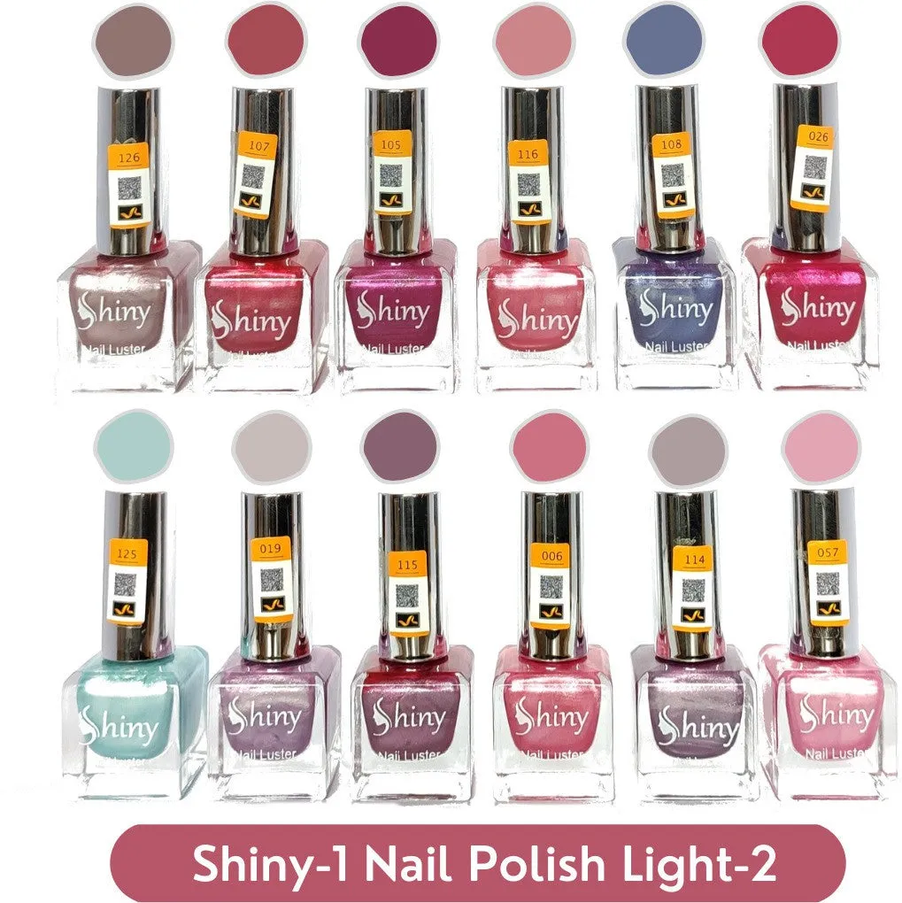 Shiny Light- 2 Nail Polish Shiny- 1 (Pack of 12, 9.9ML Each)
