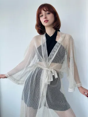 Shiny Mesh Long Kimono
