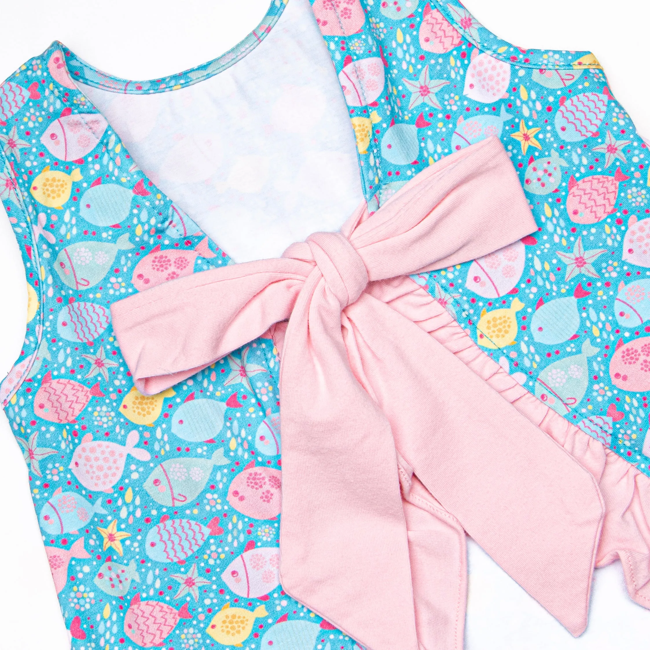 Shiny Scales Ruffle Short Set, Blue