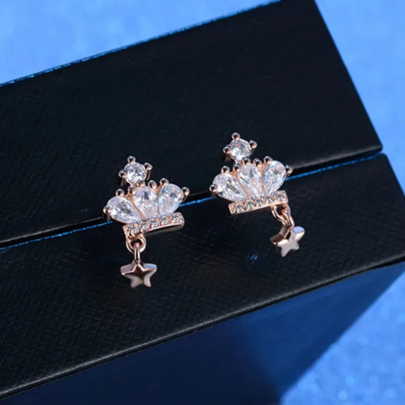 Shiny Star Crown Earrings