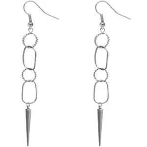 Silver Circular Connect Spike Drop Earrings