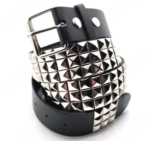 Silver on Black Pyramid Studded Belt Buckle-Friendly