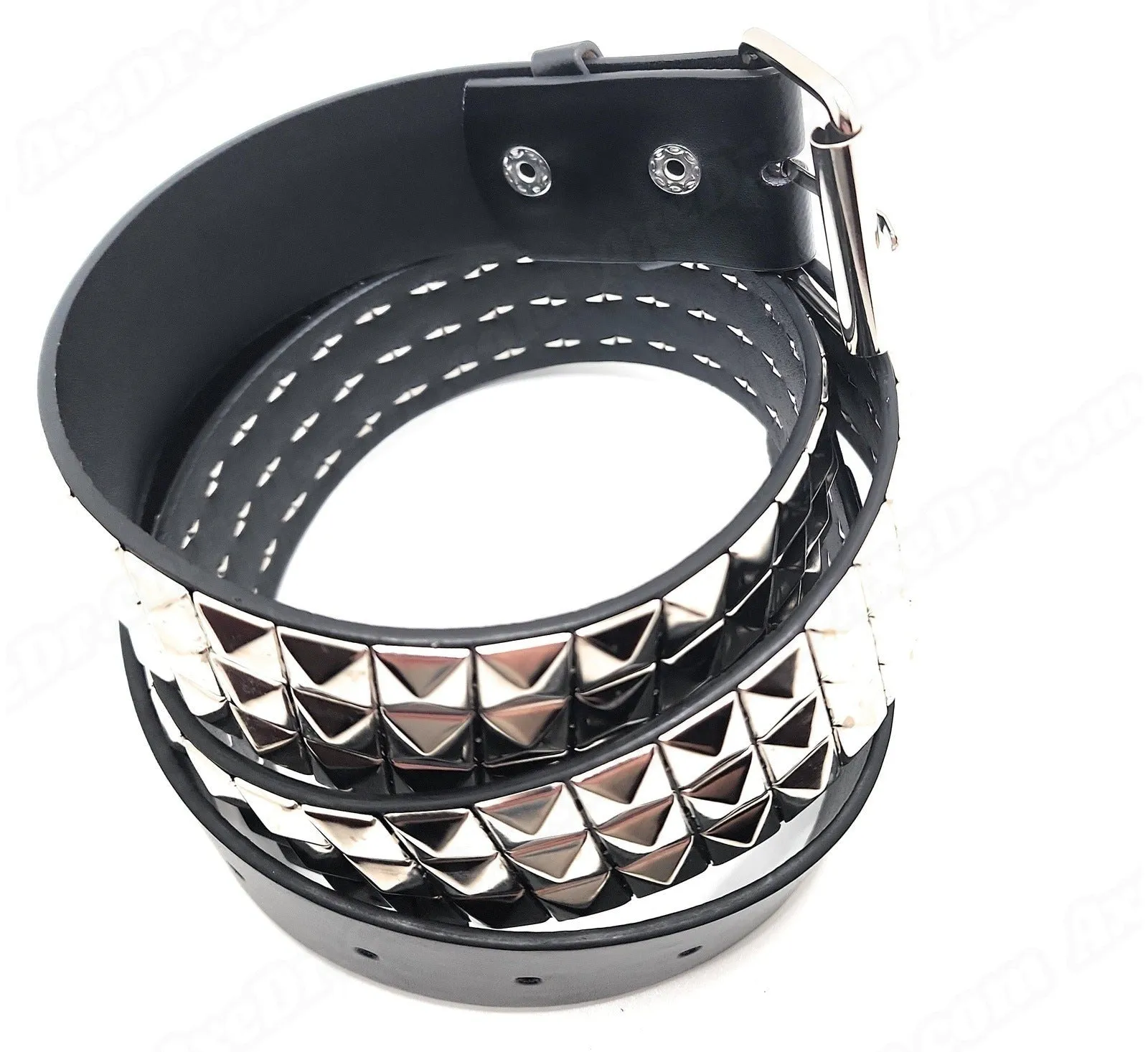 Silver on Black Pyramid Studded Belt Buckle-Friendly