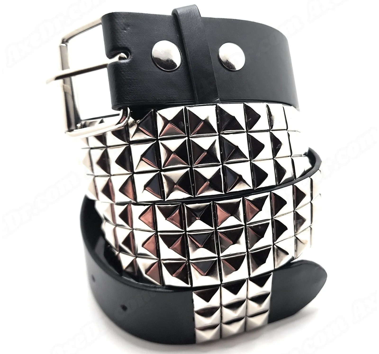 Silver on Black Pyramid Studded Belt Buckle-Friendly
