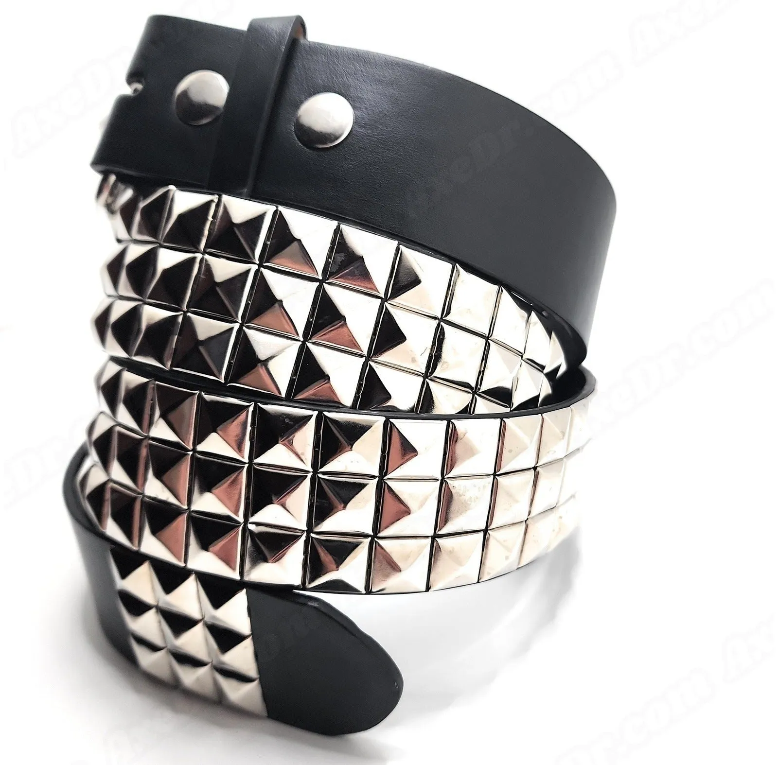 Silver on Black Pyramid Studded Belt Buckle-Friendly