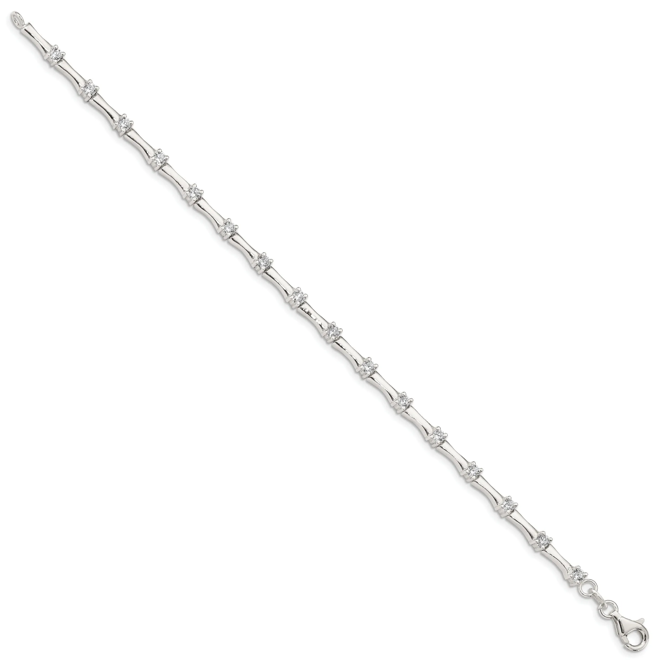 Silver Polished Finish C.Z Fancy Bracelet