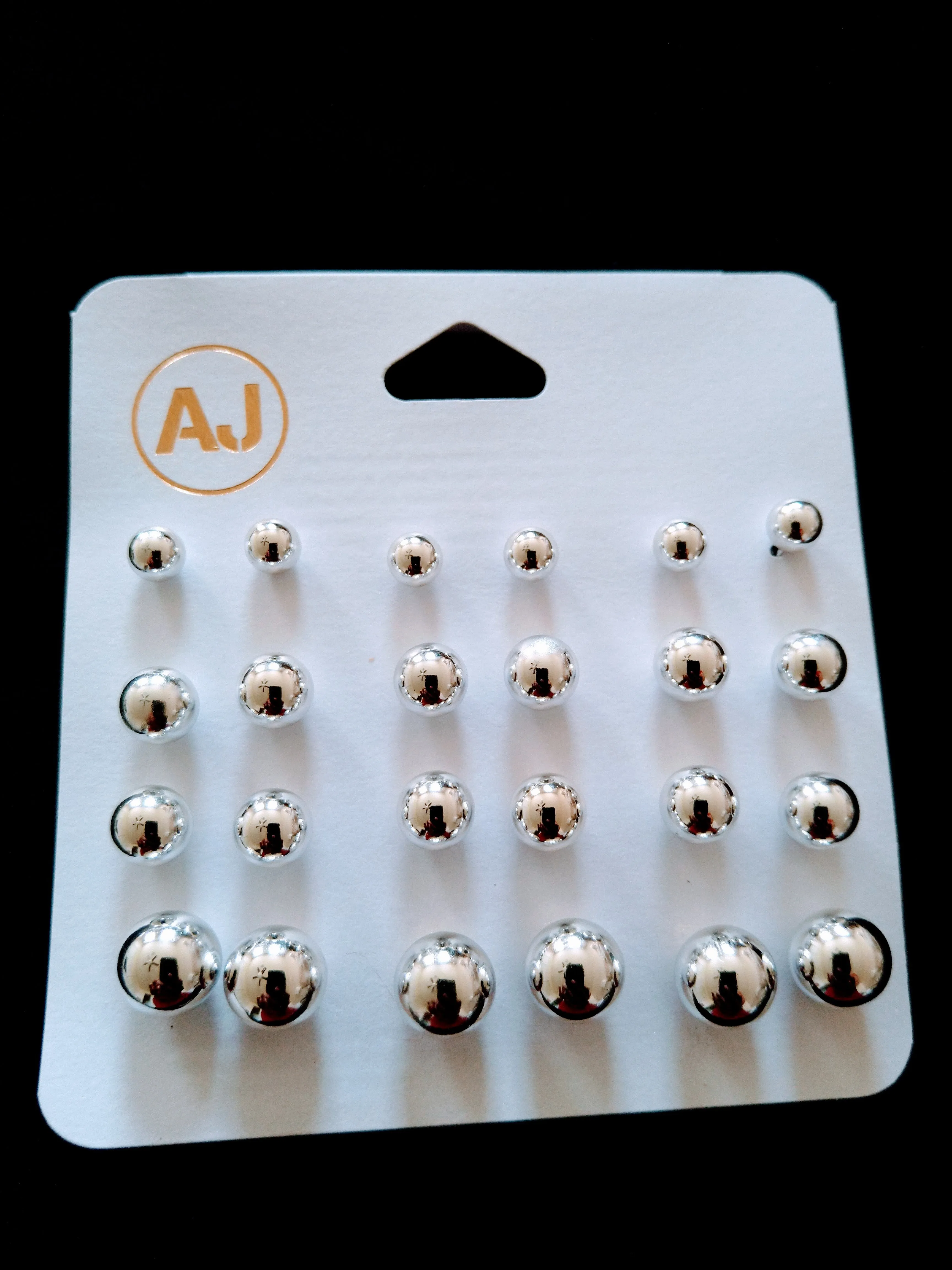 silver tone studded 12 pair set