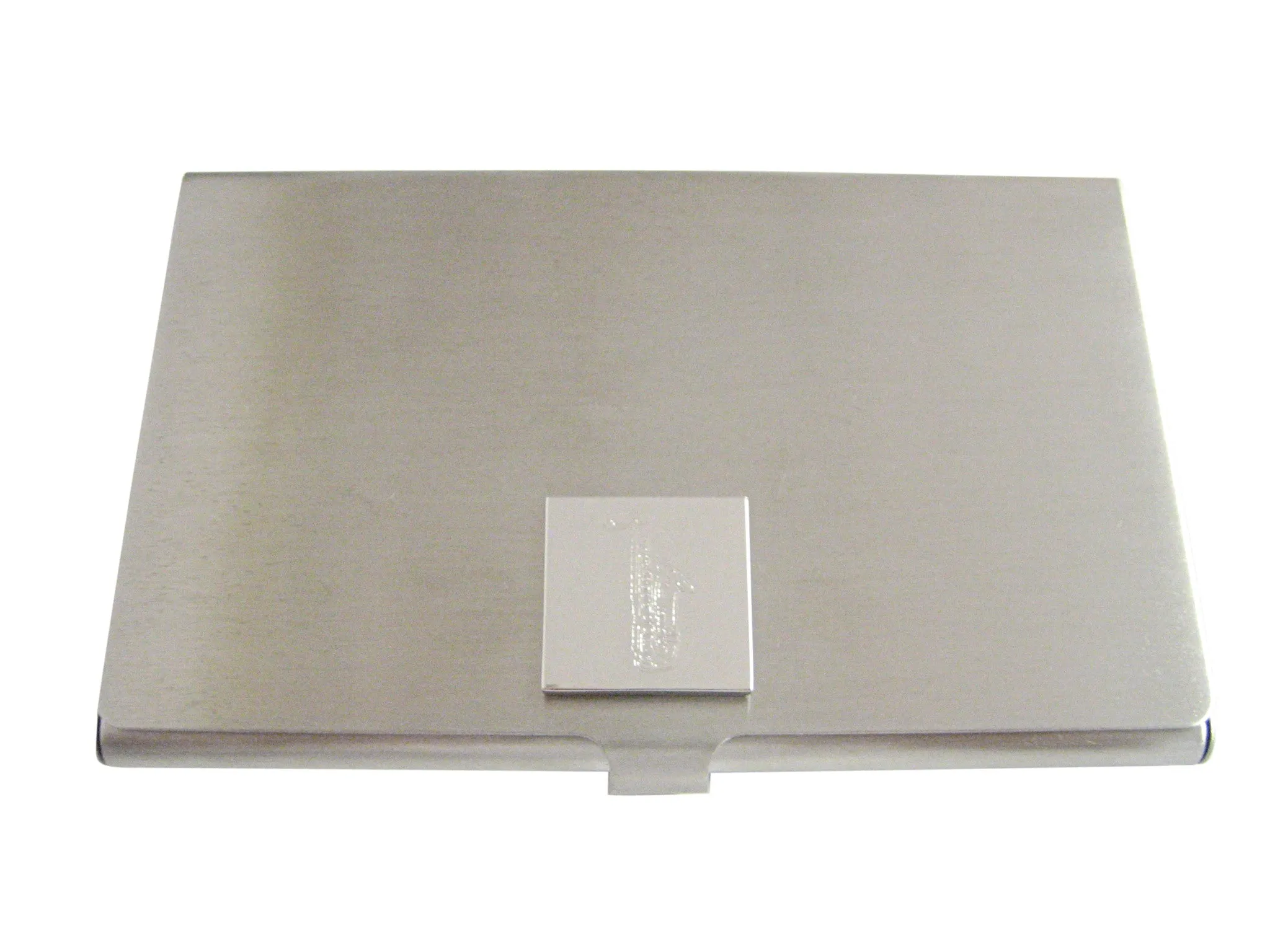 Silver Toned Etched Saxophone Music Instrument Business Card Holder