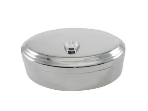 Silver Toned Pointy Crown Pendant Oval Trinket Jewelry Box