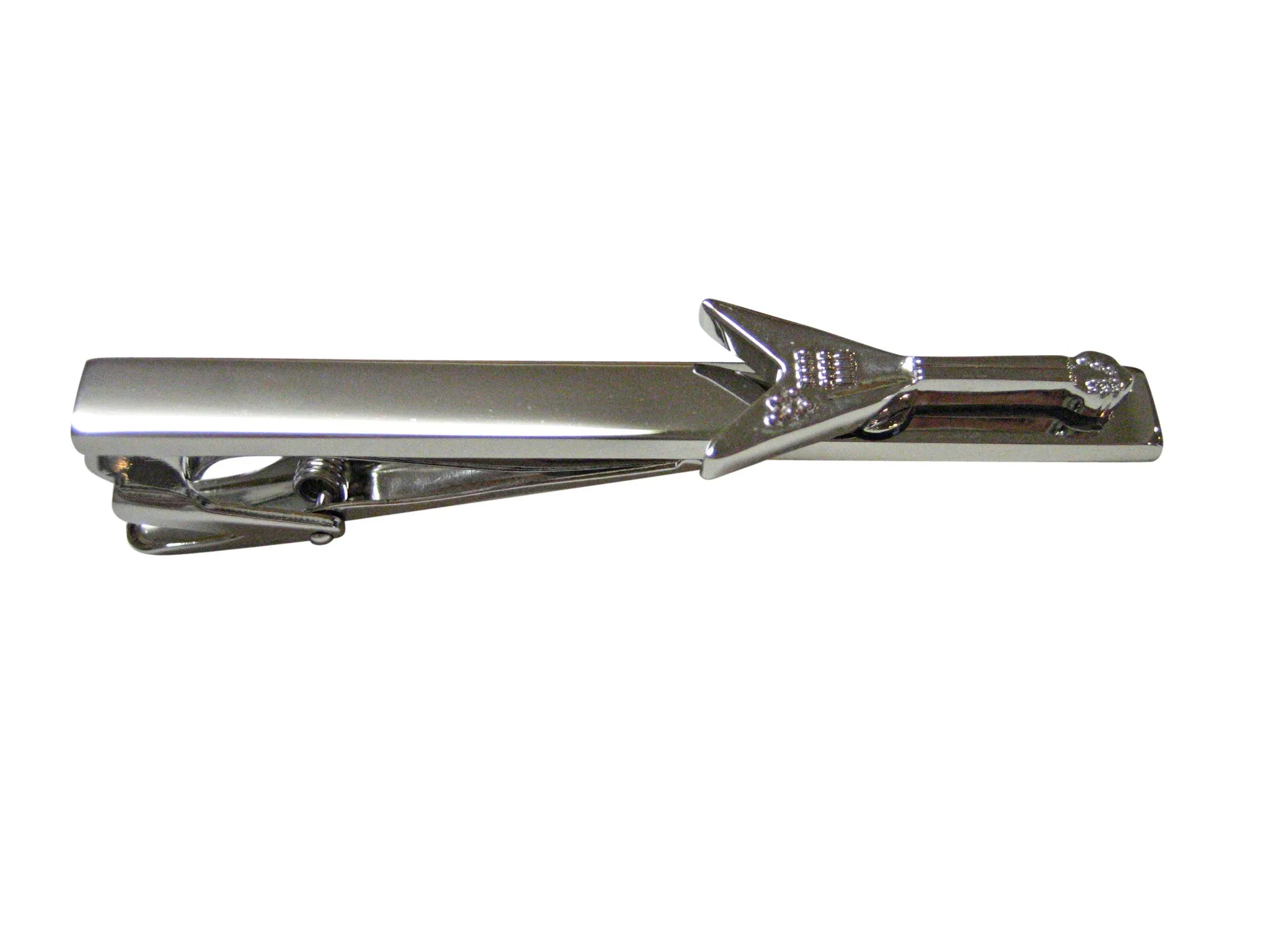 Silver Toned Pointy Electric Guitar Square Tie Clip