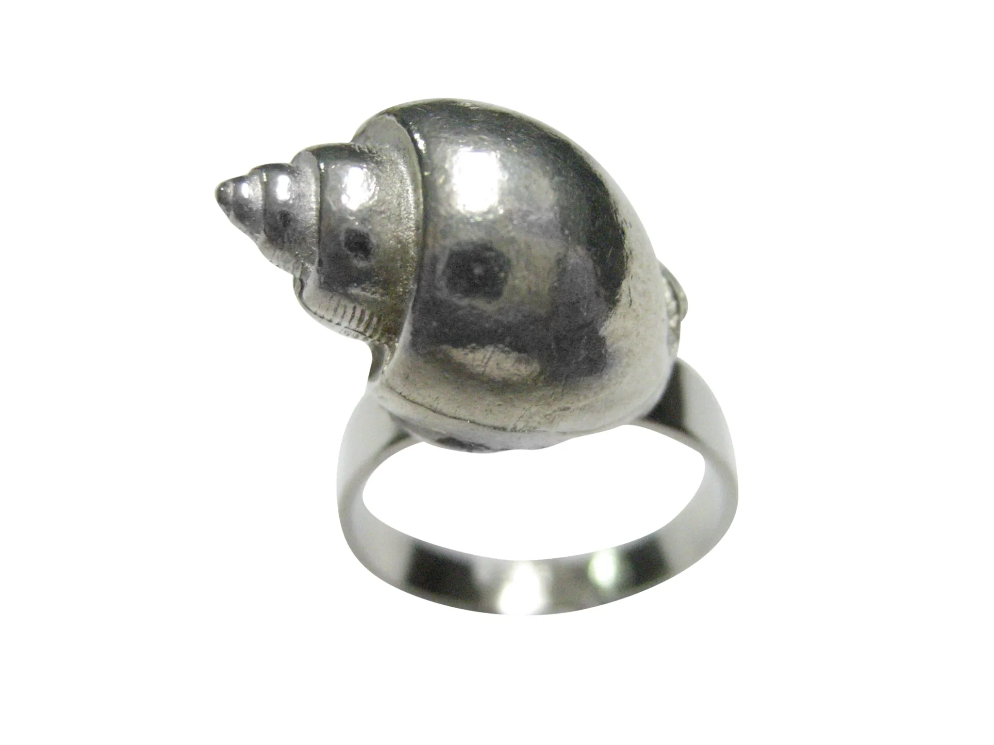 Silver Toned Pointy Snail Adjustable Size Fashion Ring