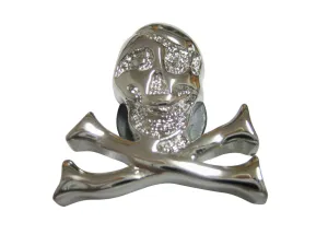 Silver Toned Shiny Skull Cross Bones Pendant Magnet