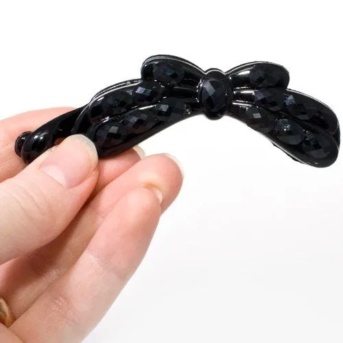 Small Black Banana Clip with Studded Design