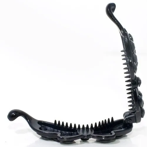 Small Black Banana Clip with Studded Design
