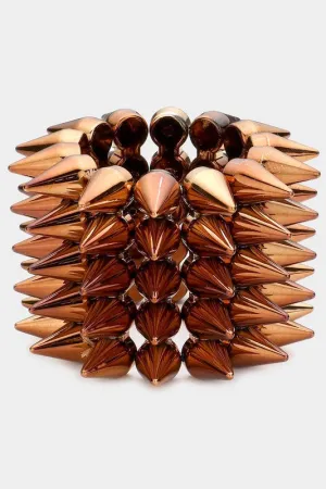 Spike Studded Stretch Bracelet In Brown