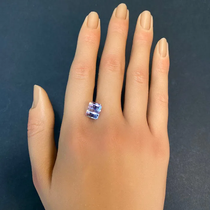 Split Facet Opposed Bar Cut Tanzanite *RARE AND UNUSUAL COLOR* 5.92 Carats
