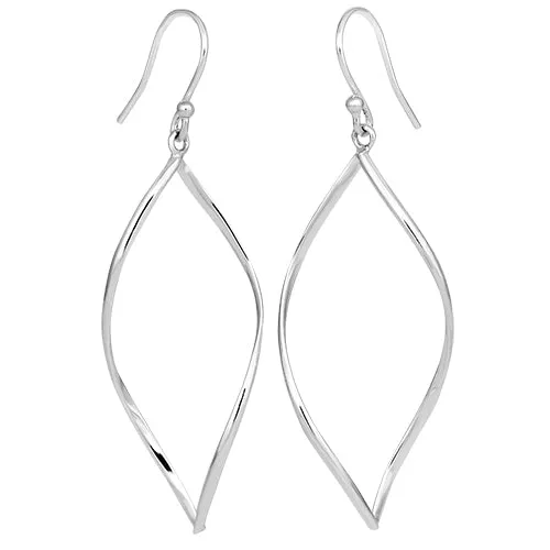 Sterling Silver Hollow Leaf Hook Earrings