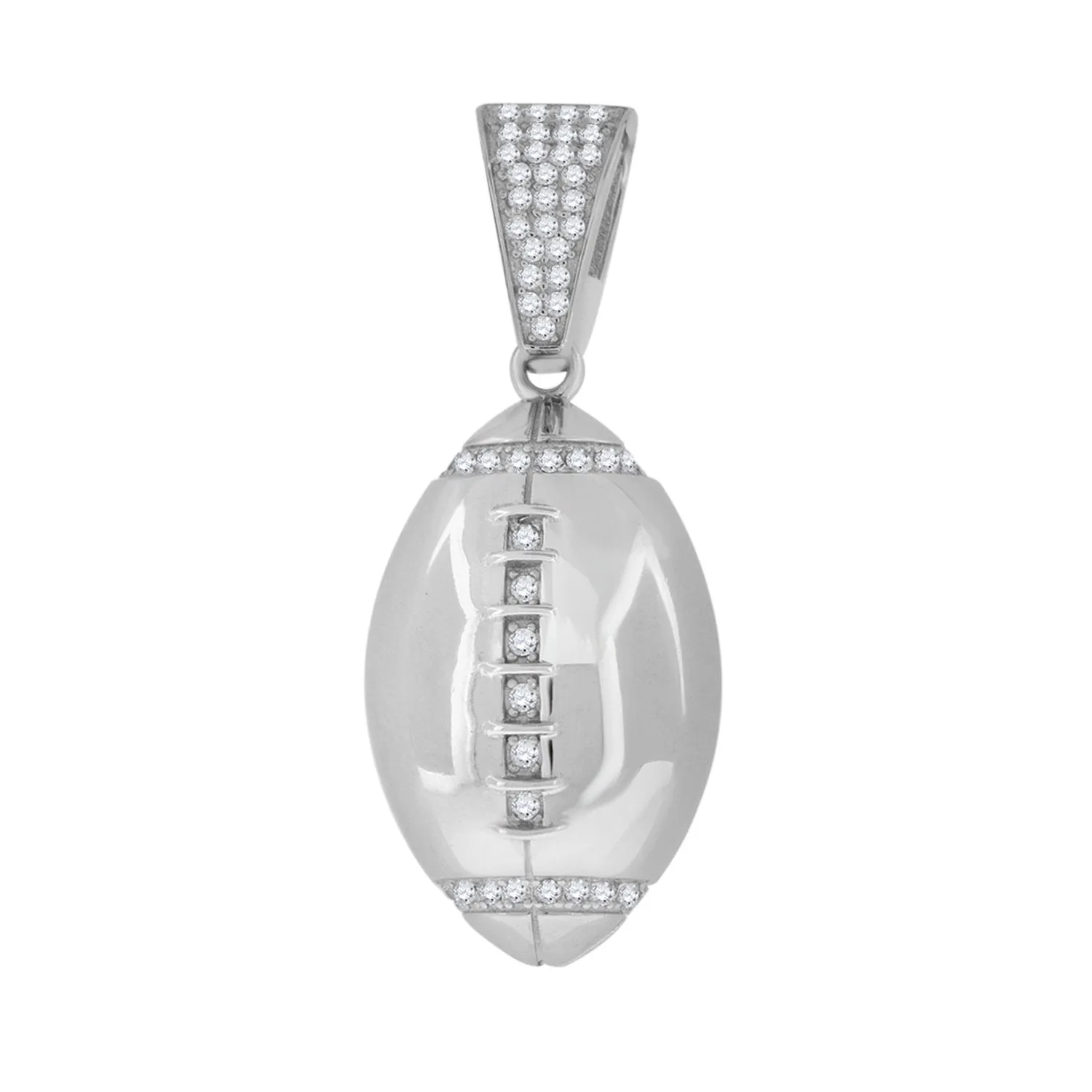 Sterling Silver  Round Cubic Zirconia CZ Football Sports Cluster Charm Pendant