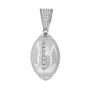 Sterling Silver  Round Cubic Zirconia CZ Football Sports Cluster Charm Pendant