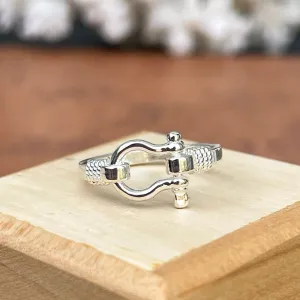 Sterling Silver Shackle Rope Edge Ring