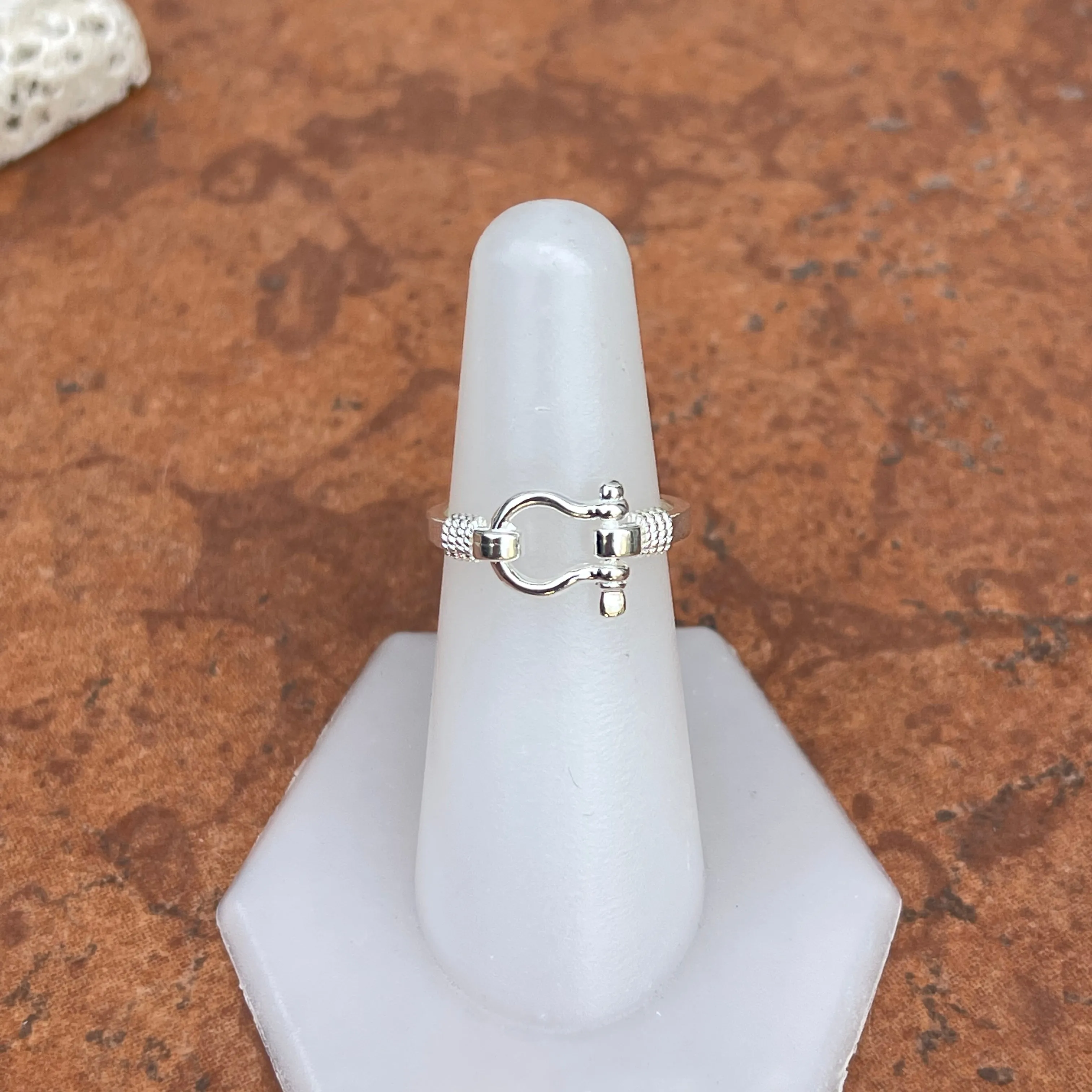 Sterling Silver Shackle Rope Edge Ring