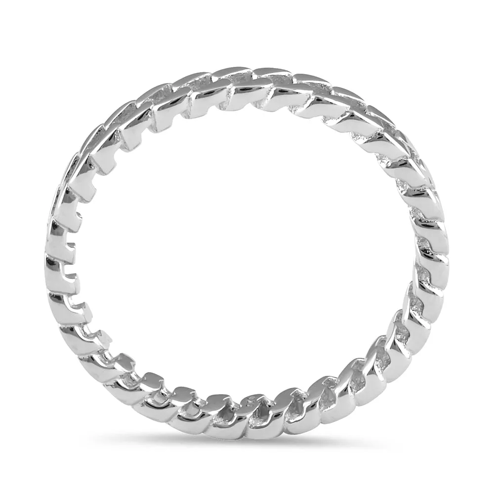 Sterling Silver Thin Trendy Chain Band Ring