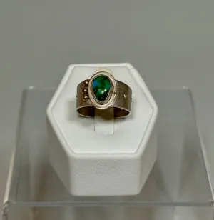 STERLING SILVER TURQUOISE AND 14K BALL RING MS233