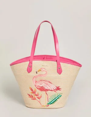 Straw Beach Tote Tropic Flamingo: 381800