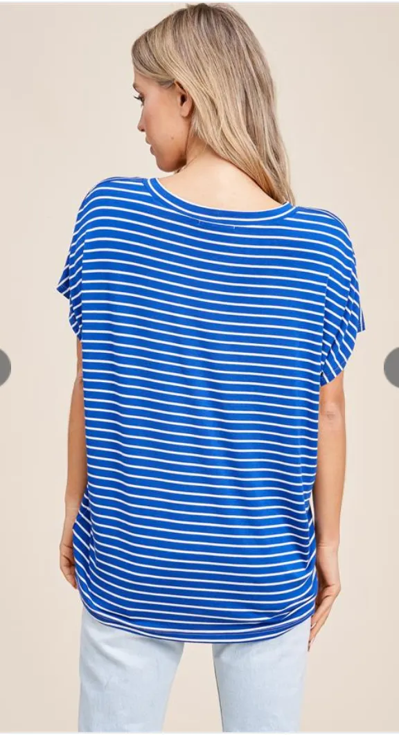 Stripe It Up Short Sleeve Top-4 Colors Available
