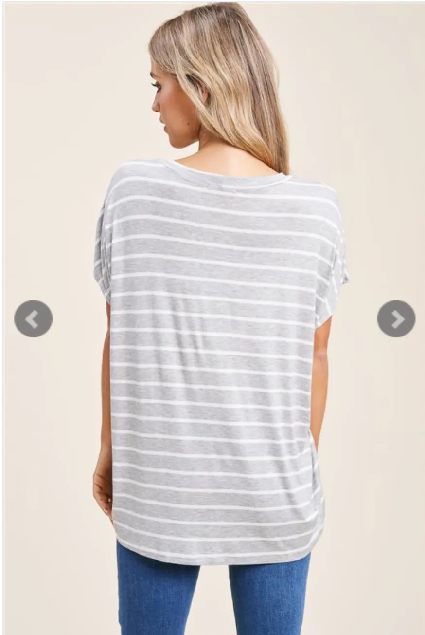 Stripe It Up Short Sleeve Top-4 Colors Available