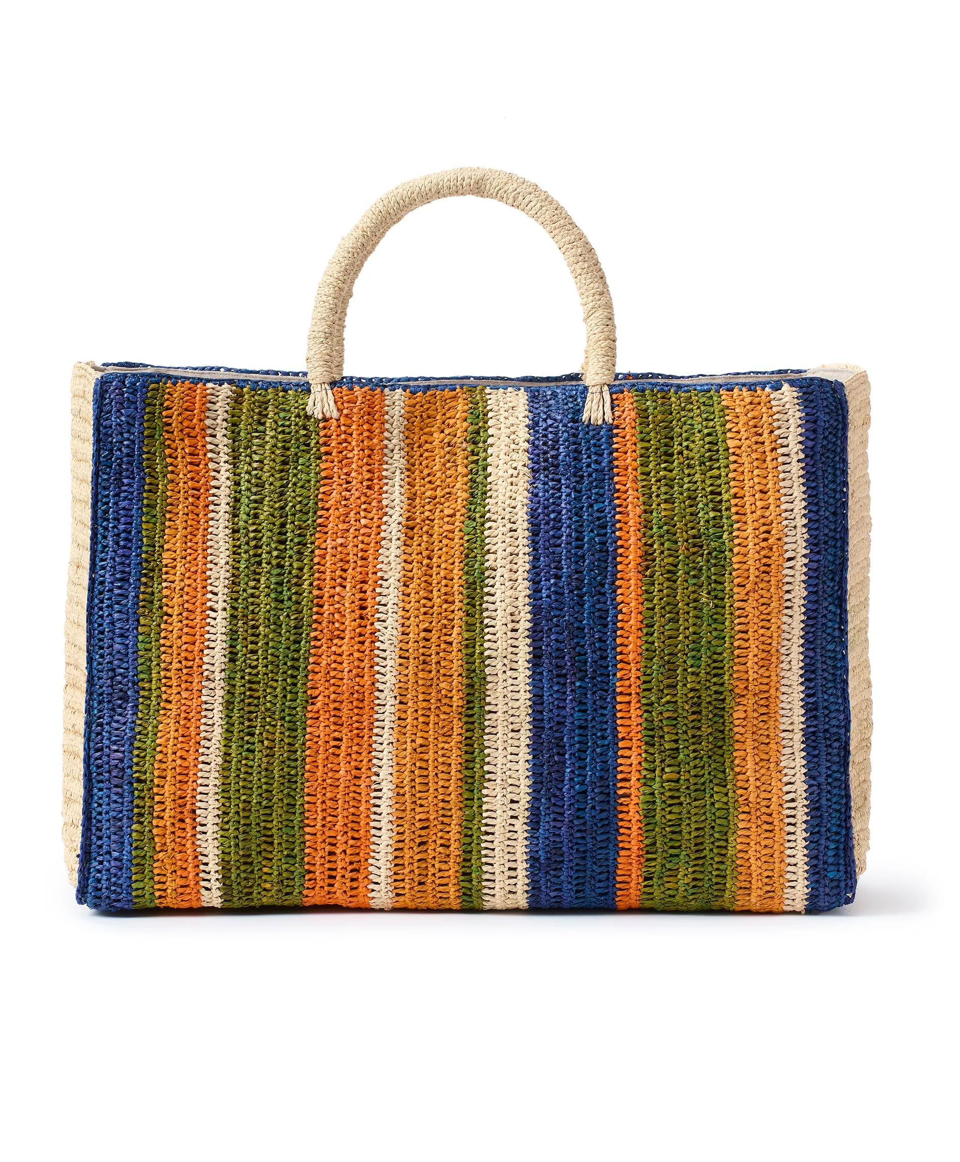 Striped Raffia Tote