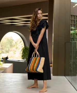 Striped Raffia Tote