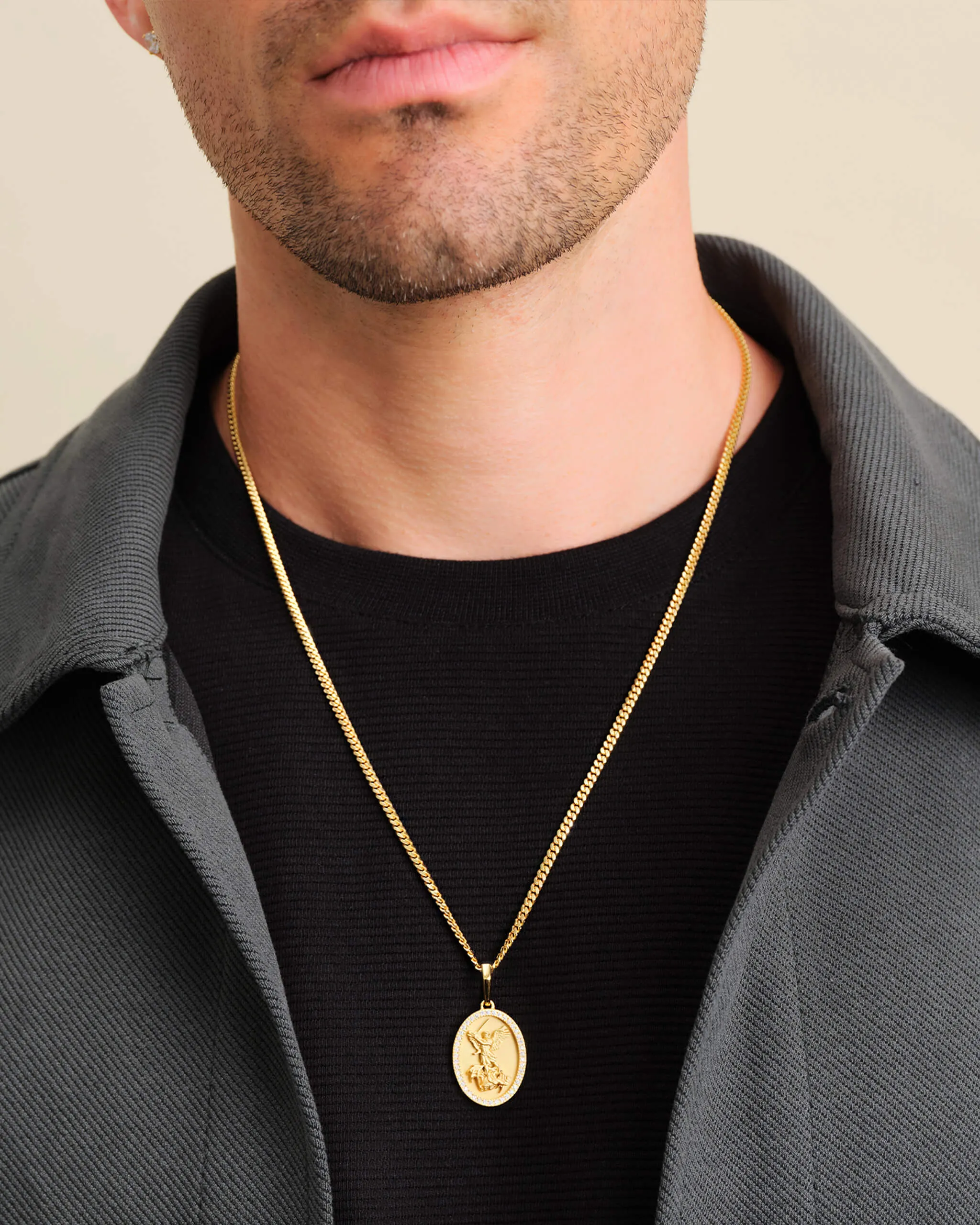 Studded St. Michael Pendant
