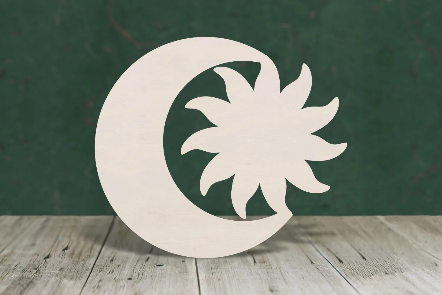 Sun and moon joined together wooden craft shape - plywood