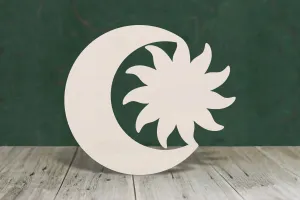 Sun and moon joined together wooden craft shape - plywood