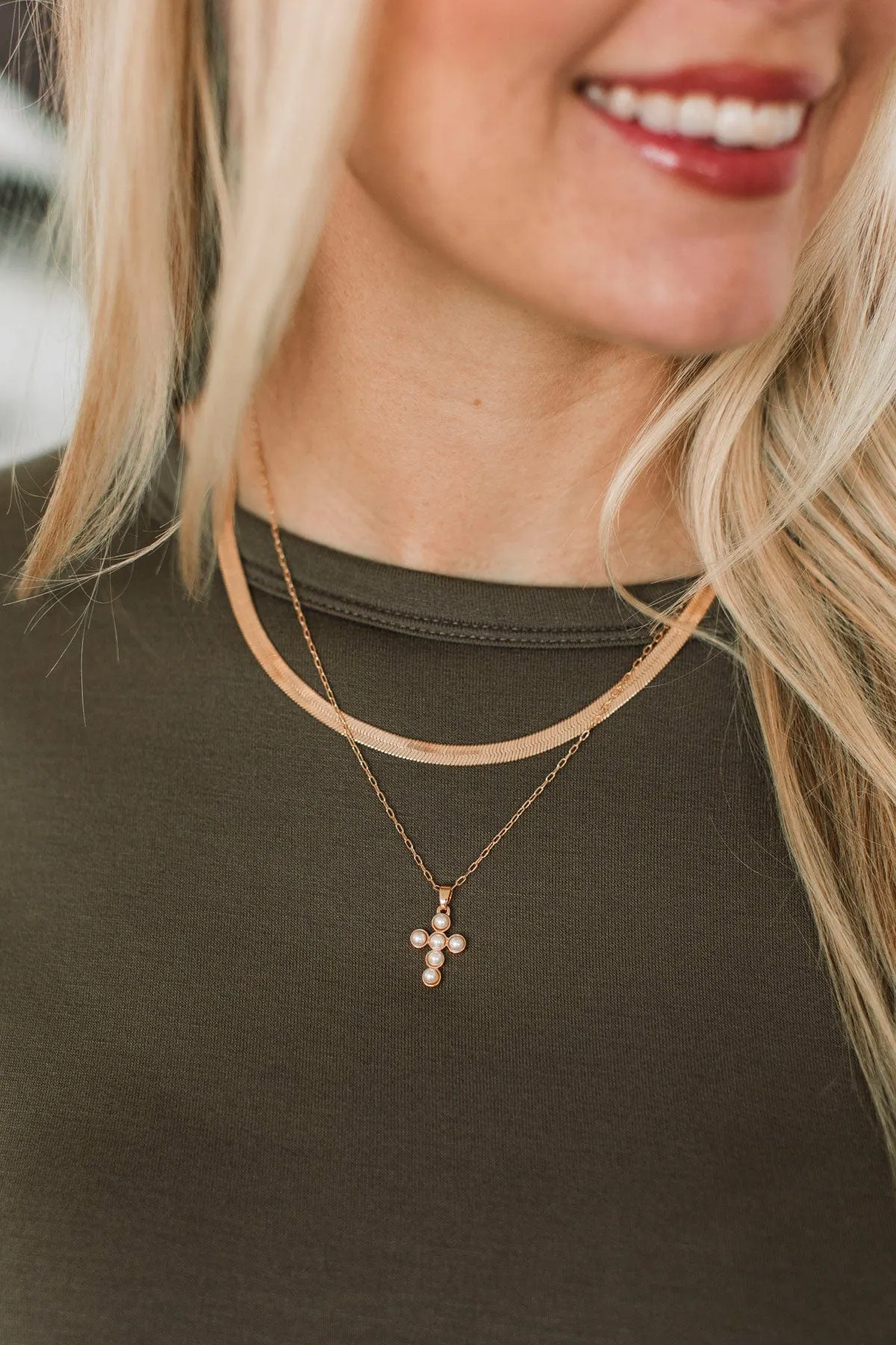 Sweet As Heaven 2-Tier Cross Necklace- Gold