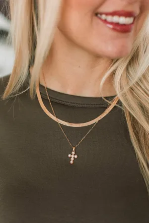 Sweet As Heaven 2-Tier Cross Necklace- Gold