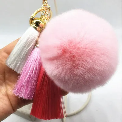 Tassel Plush Pompom Car Keychain