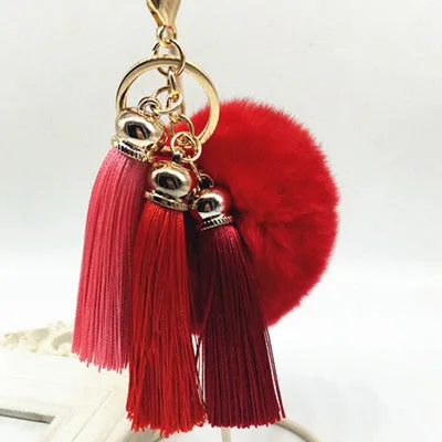 Tassel Plush Pompom Car Keychain