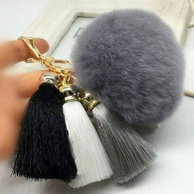 Tassel Plush Pompom Car Keychain