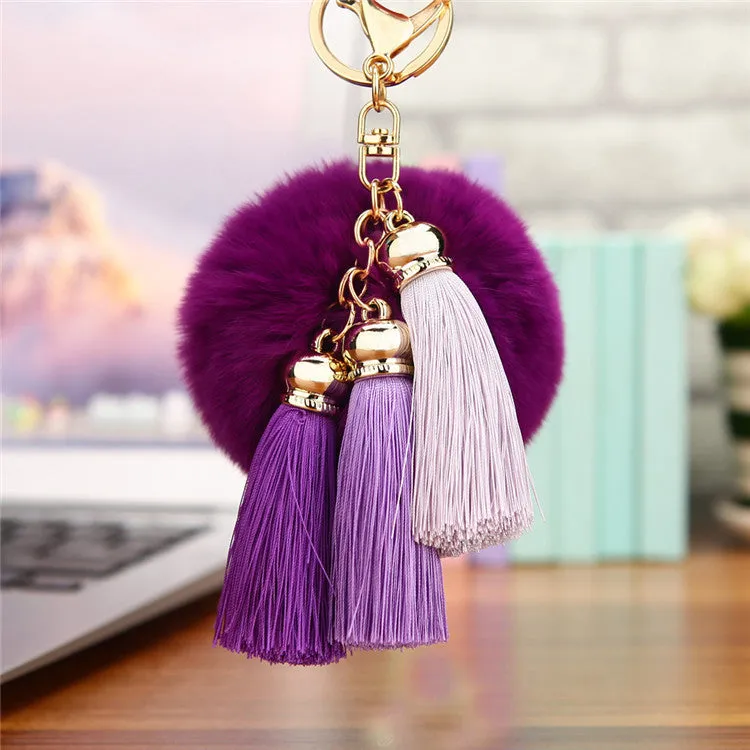 Tassel Plush Pompom Car Keychain