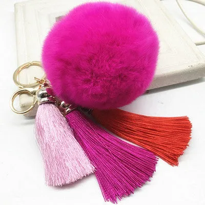 Tassel Plush Pompom Car Keychain