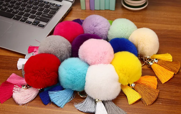 Tassel Plush Pompom Car Keychain