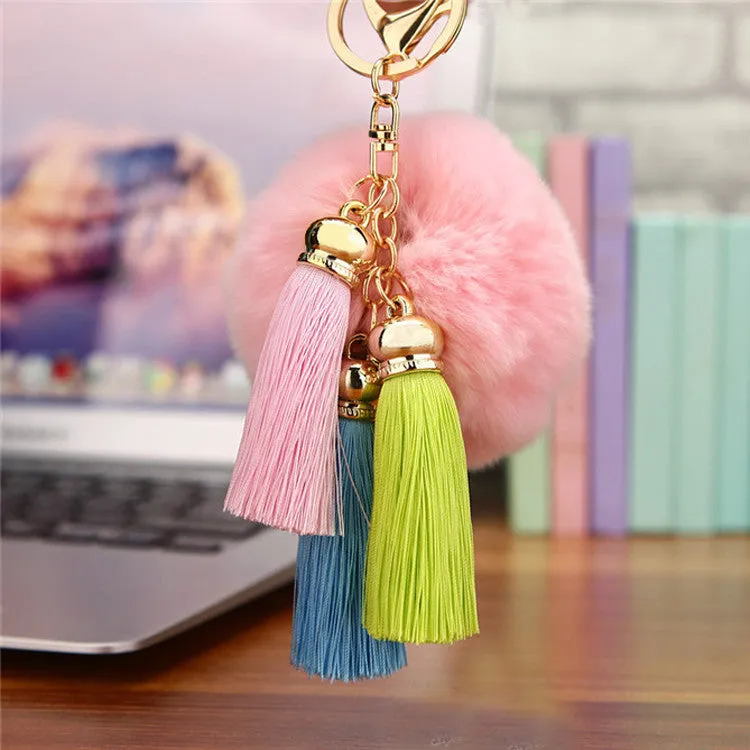 Tassel Plush Pompom Car Keychain