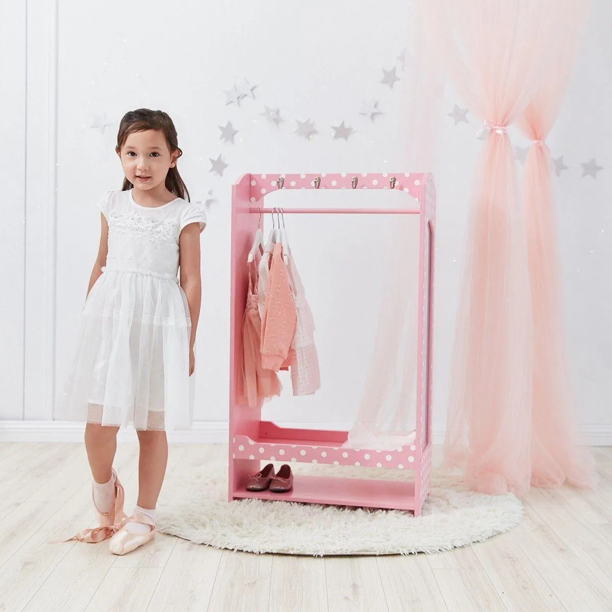 Teamson USA TD-12949A Fashion Polka Dot Prints Bella Dress Up Unit - Pink / White