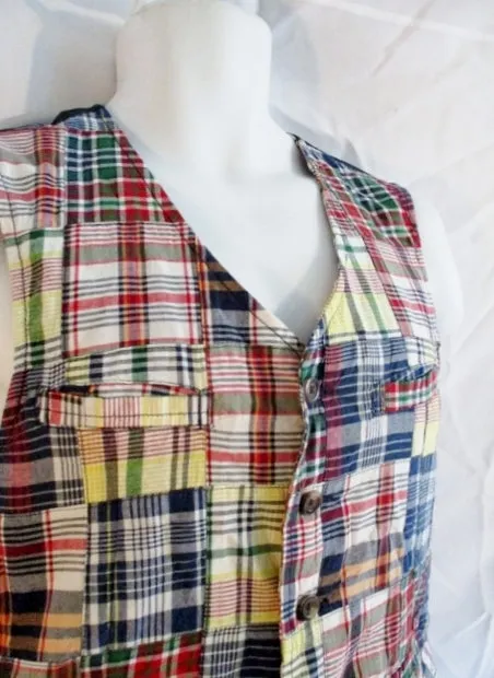 Teen Youth Boys POLO RALPH LAUREN VEST MADRAS PLAID XL 18-20 Preppy